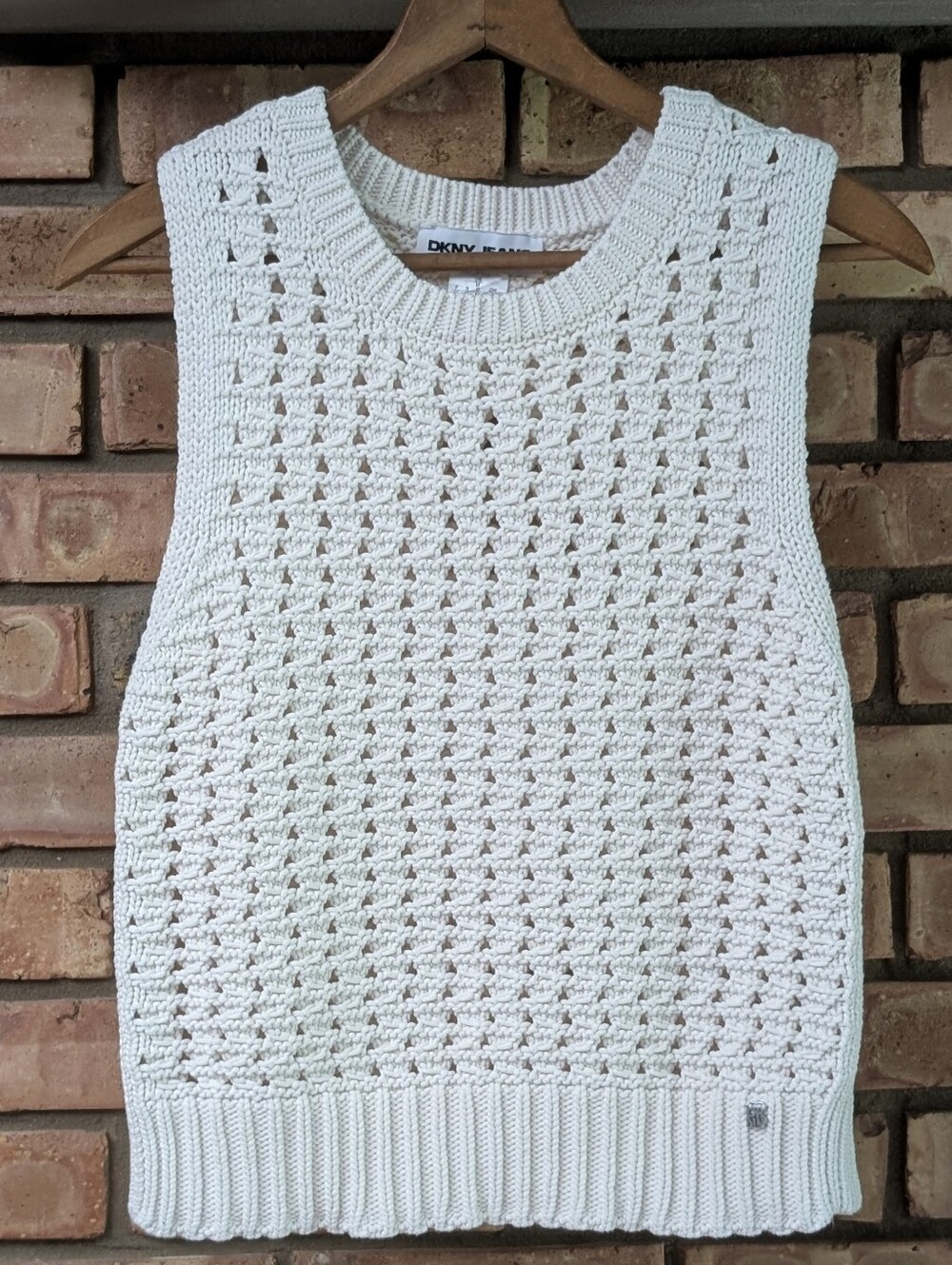 DKNY Jeans Open Knit Sleeveless Sweater Vest